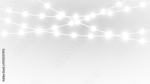 png elegant Christmas garland with bright golden string lights
