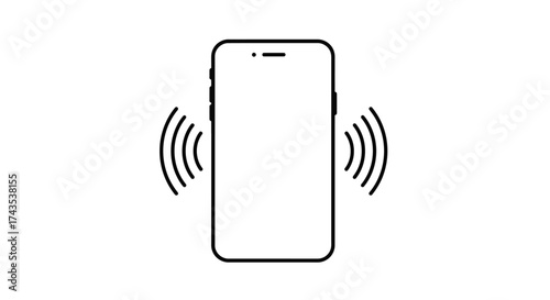 Modern smartphone vibrating ringing communication device alert notification symbol graphic representation isolated on white background