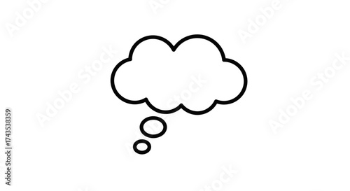 Hand drawn outline thought bubble icon symbolizing ideas imagination creativity communication and reflection isolated simple design element isolated on white background