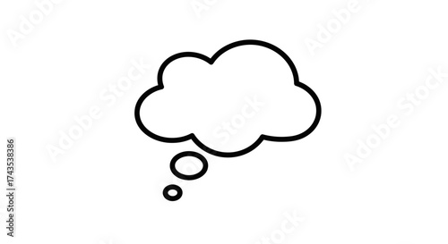 Empty thought bubble icon simple outline symbol for ideas communication and reflection isolated graphic element isolated on white background