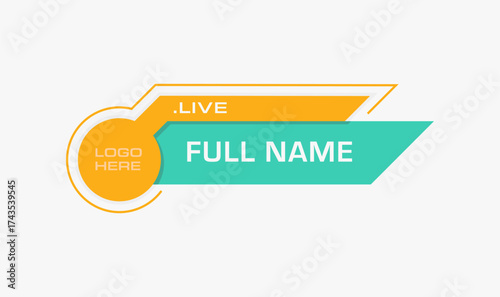 Trendy name bar panel. Lower third yellow and teal color with space logo.