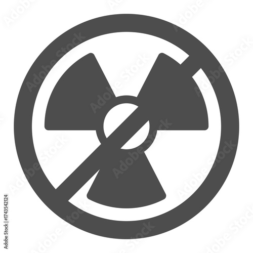 Radiation ban solid icon, non radioactive concept. Vector graphics. Forbidden, prohibited item sign on white background, glyph style icon for mobile or web design.