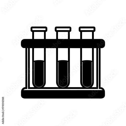 Three test tubes in a black holder icon on transparent background silhouette