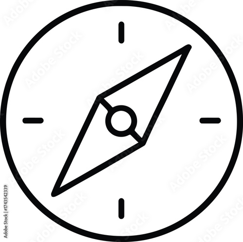 Simple Line Art Compass Icon with North South East West Markers Keywords: compass, navigation, direction, travel, exploration