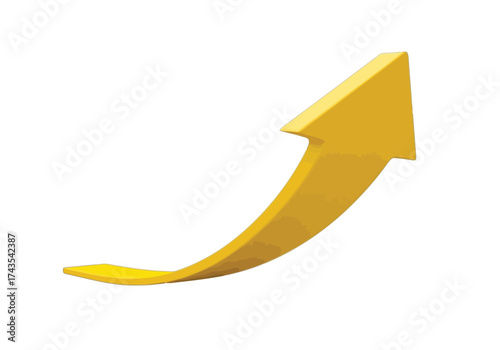 Vector illustration of yellow arrow pointing upwards
