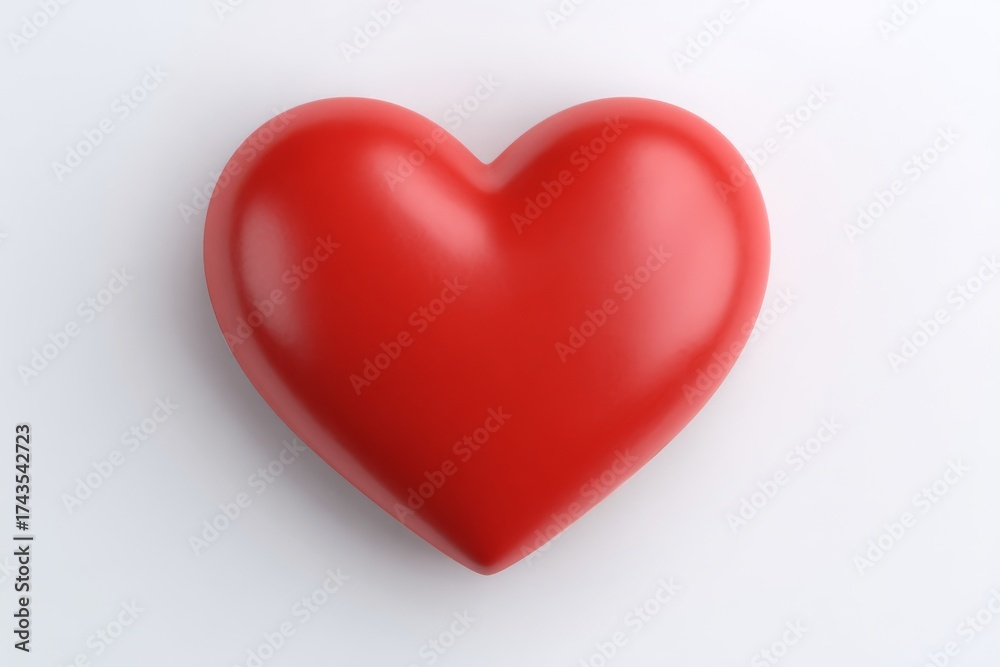 Fototapeta premium With a white background, a flat design red heart icon showcases a bold and minimal style, resulting in a modern and trendy visual effect