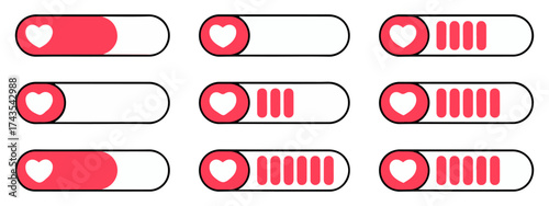 heart love progress bar icon vector