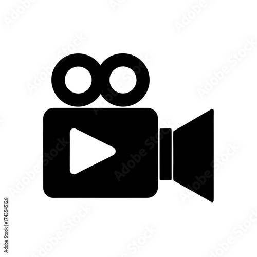 Old fashioned movie camera on a tripod icon on transparent background silhouette