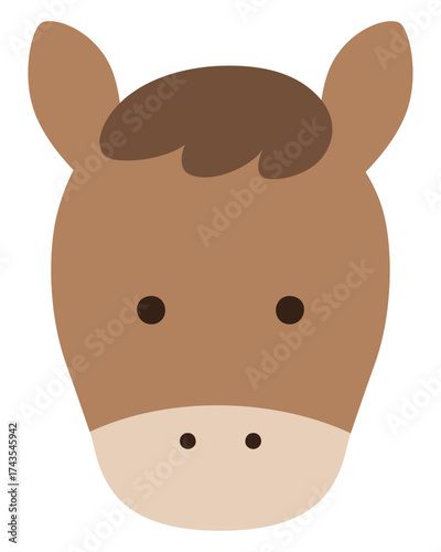 馬の顔のイラスト。かわいい、ベクター、午年、干支、十二支