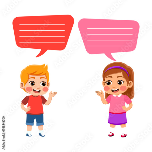 children talking happy expression vector illustration