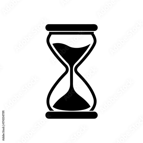 Illustration of a black sand hourglass icon on transparent background silhouette