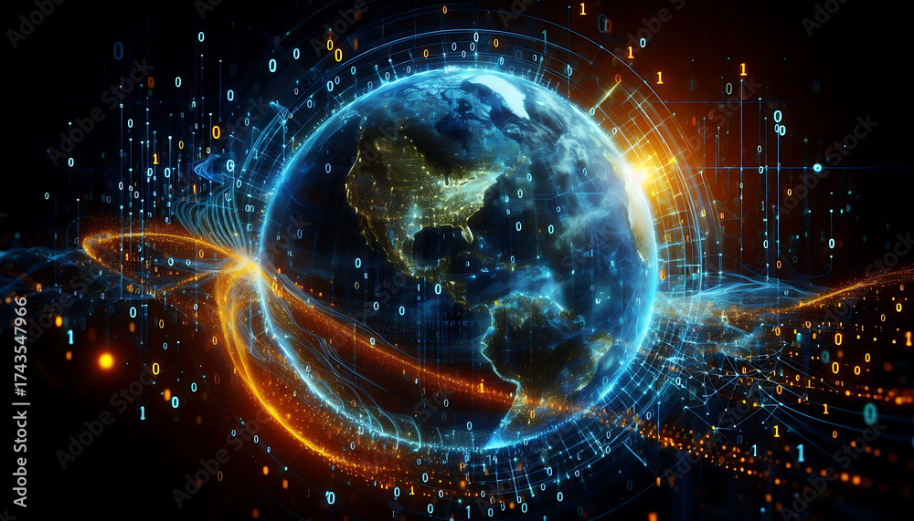 Obraz premium space light earth energy globe star