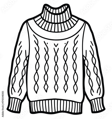 Tableau sur toile Black and white striped wool scarf, a knitted fashion garment isolated on a whit