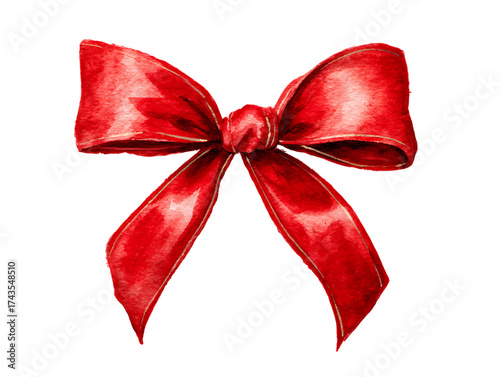 watercolor red bow elegant decorative illustration