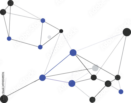 Abstract network of interconnected nodes and lines representing data connections and digital communication