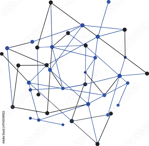 Abstract geometric network of interconnected nodes and lines representing data connections and complex systems