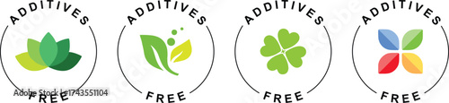 No Additives Label | Organic Product Logo Icon for Healthy Natural Items
