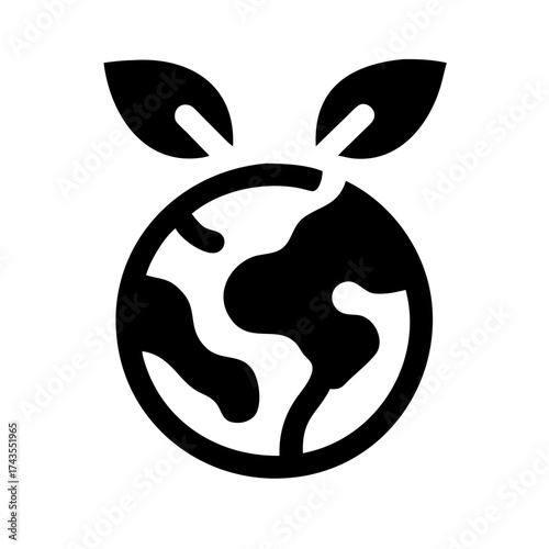 Illustration of a green earth with leaves