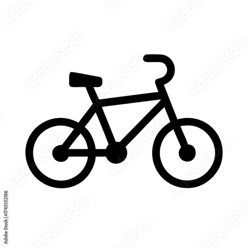 Simple black bicycle icon for transportation