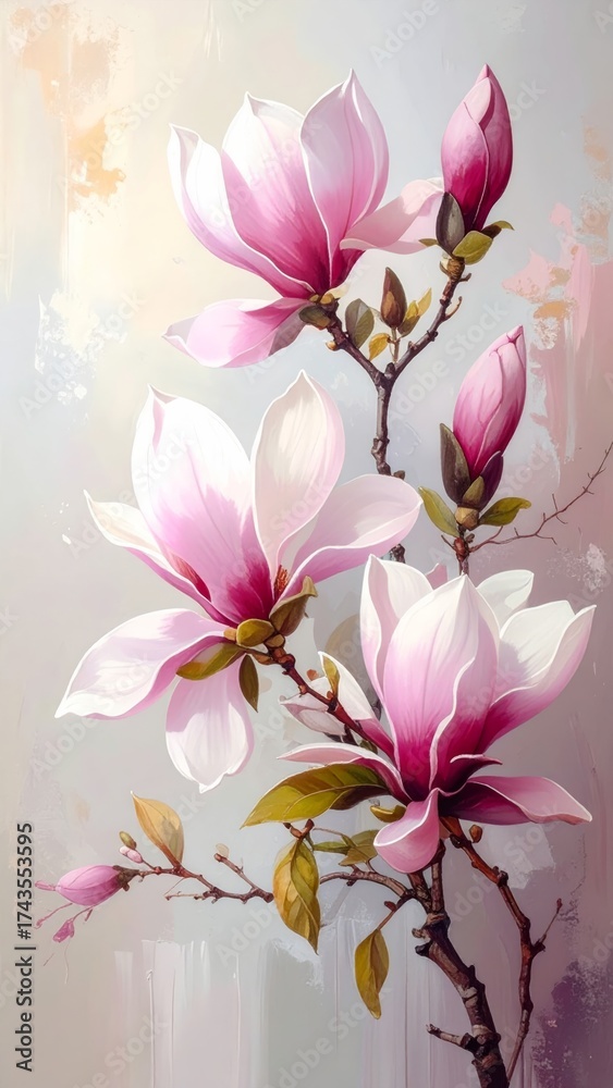 Obraz premium Oil painting magnolia flowers