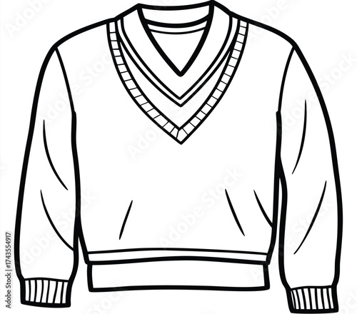 Black and White Sweater Outline A Simple Vector Illustration for Clothing Designs and Educational Materials