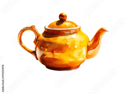 watercolor teapot cozy beverage serving illustration