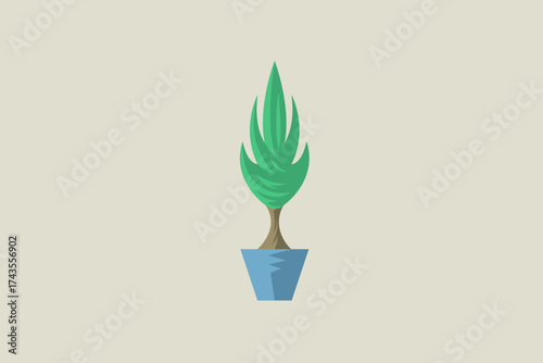 Pine plant in the pot logo 