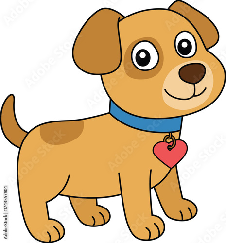 Adorable Brown Puppy Dog with Heart Tag Collar.cdr