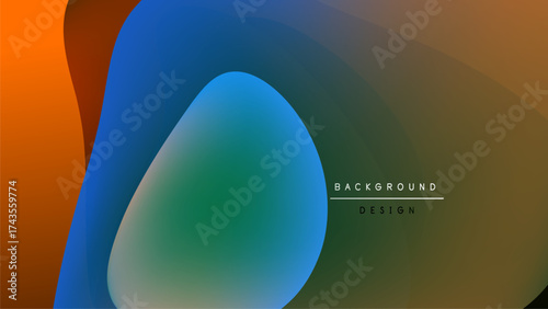 Abstract fluid shapes blend, creating vibrant color gradients. Dark background emphasizes flowing forms, modern design element.