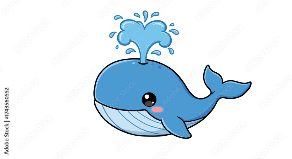 Obraz premium Cartoon whale with spout