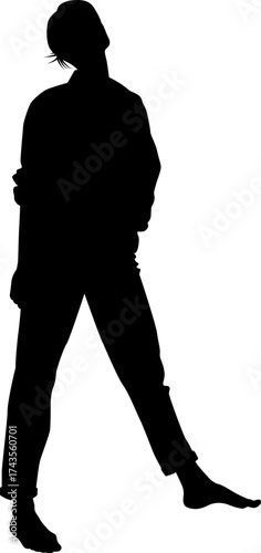 black and white vector silhouettes of people for clipping
