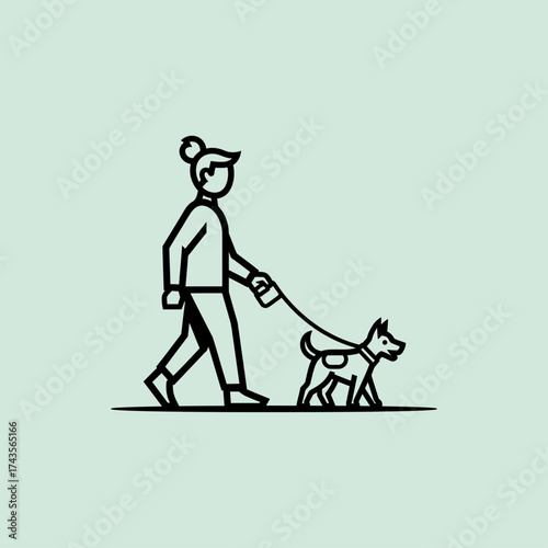 Dog walker icon flat vector design.