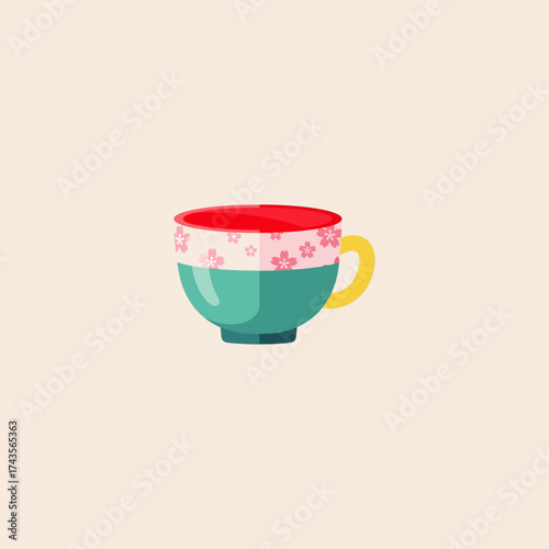 Japanese Tea cup icon flat vector design.