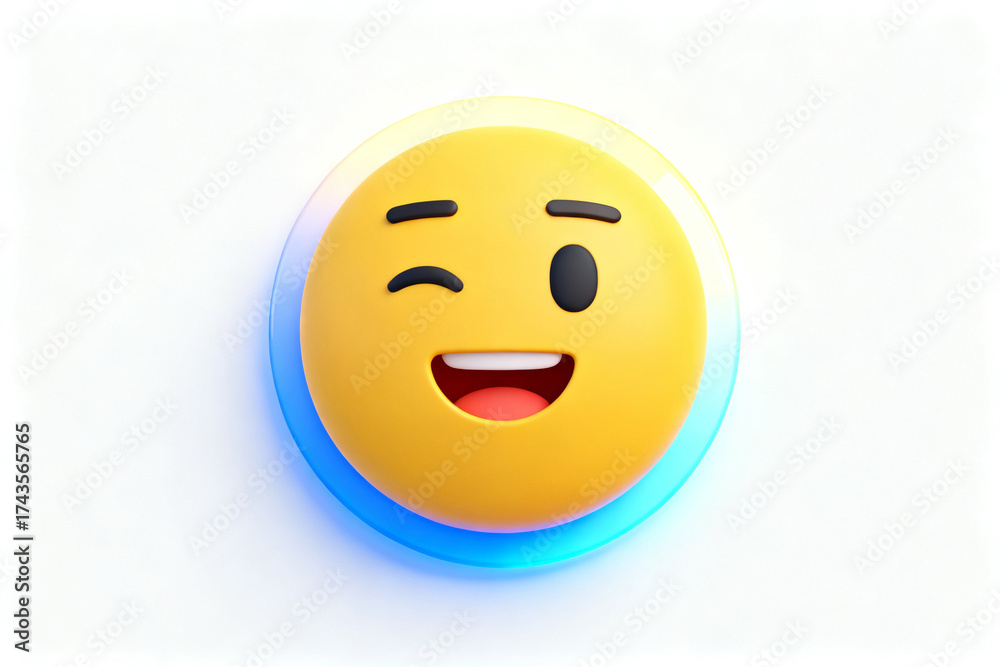 Fototapeta premium Smiling emoji with winking eye