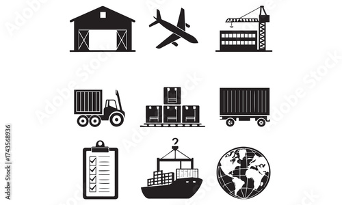 Logistics & Delivery Icon Set | Shipping, Supply Chain, Air Freight & Warehouse Graphics