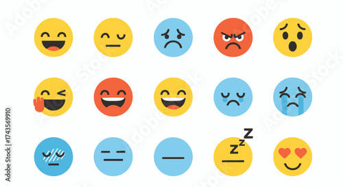 A Collection of Diverse Emoji Faces Expressing a Wide Range of Emotions and Reactions on a White Background