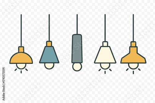 Collection of modern hanging ceiling lamps and pendant light fixtures for home interior design