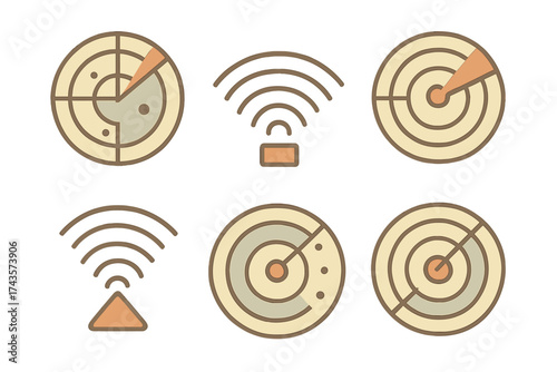 Radar screen and wireless signal symbols for technology interface design