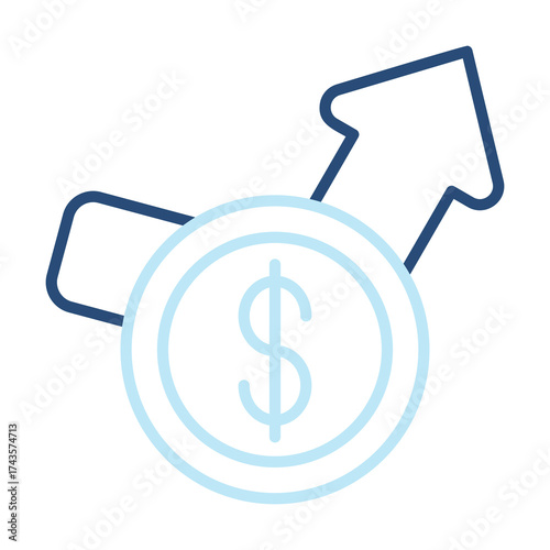 Profit Icon Color Outline Style. Vector Illustration Design