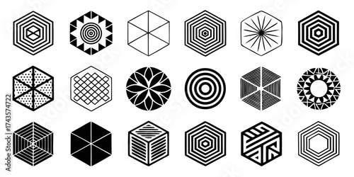 set of vector geometric brutal shapes