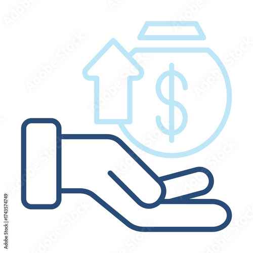 Earning Icon Color Outline Style. Vector Illustration Design