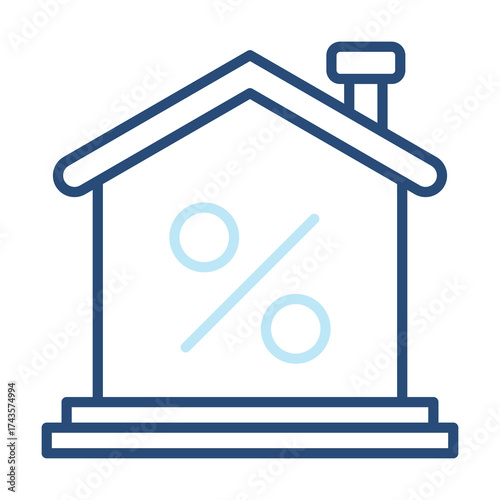 Home Tax Icon Color Outline Style. Vector Illustration Design