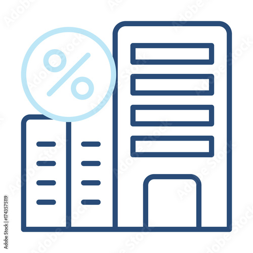 Tax Office Icon Color Outline Style. Vector Illustration Design