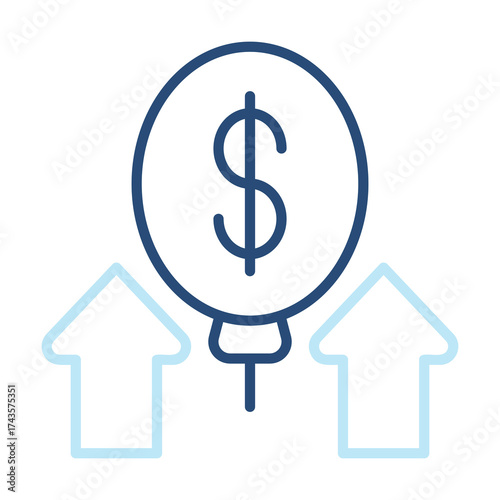 Inflation Icon Color Outline Style. Vector Illustration Design