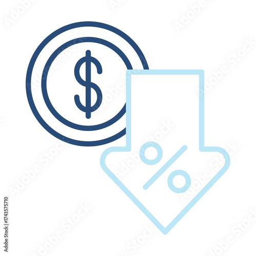 Low Rate Icon Color Outline Style. Vector Illustration Design
