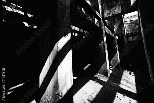 Black and white photo of city street shadows
