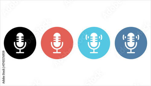 Microphone Icon Vector, Audio Recording Symbol, Podcast & Voice Icon.