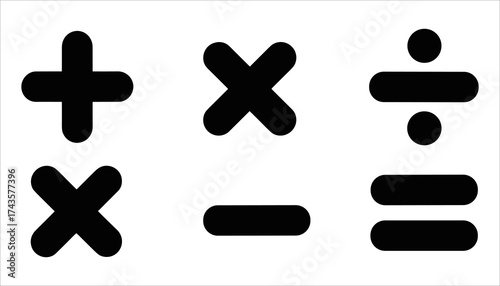 Math Symbols Vector, Arithmetic Icons Set, Mathematical Operators Illustration.