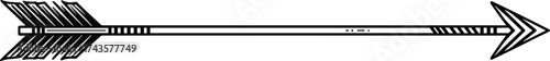 Straight arrow illustration with feather fletching and sharp tip, concept of direction, precision, target aim, accuracy, hunting, and navigation vector design