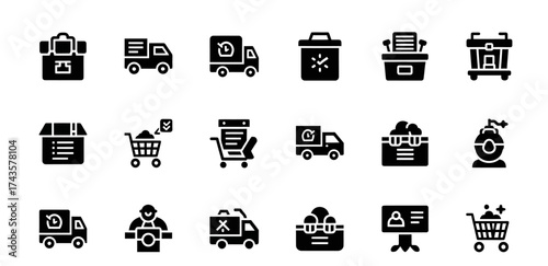 Delivery and Shopping Icons Set.